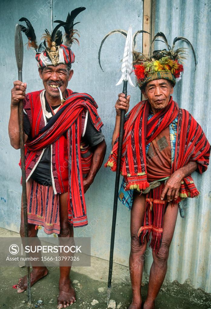 Two Ifugao Men In Traditional Dress Banaue Rice Terraces Ifugao