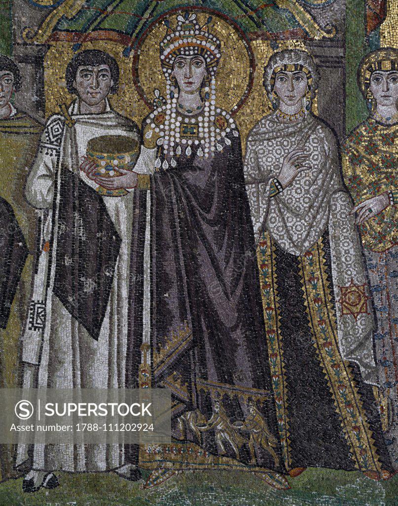 Empress Theodora And Her Retinue Byzantine Mosaic In The Apse Of The