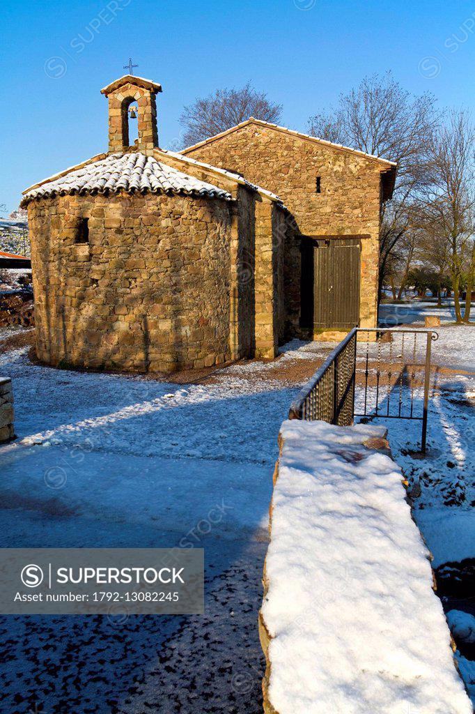 France Var Roquebrune Sur Argens Winter Snow On The Saint Roch