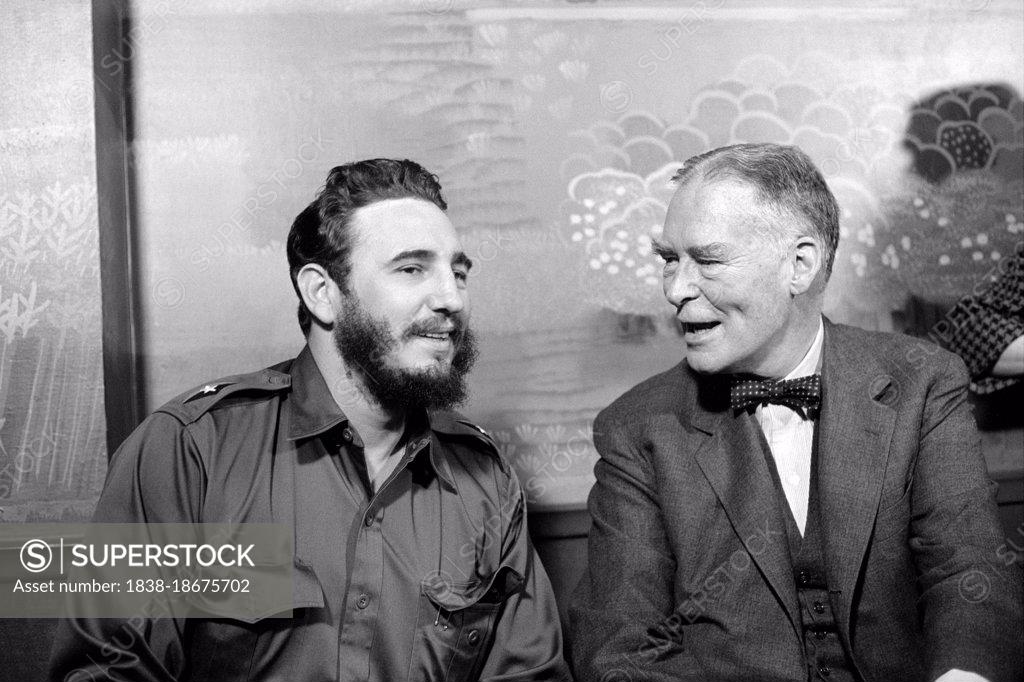 Cuban Prime Minister Fidel Castro Seated With U S Secretary Of State