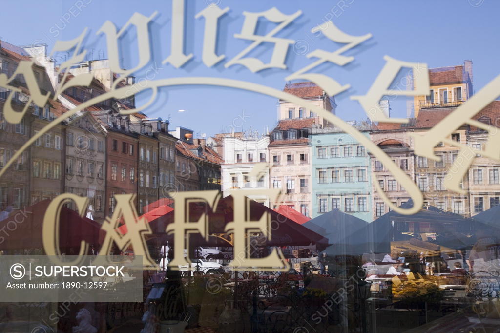 Colourful Houses Of The Old Town Square Rynek Starego Miasto Reflected