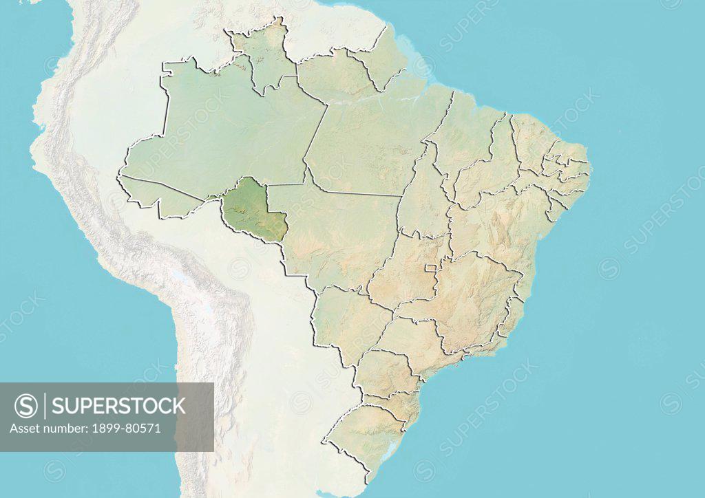 Relief Map Of Brazil Showing The State Of Rondonia This Image Was