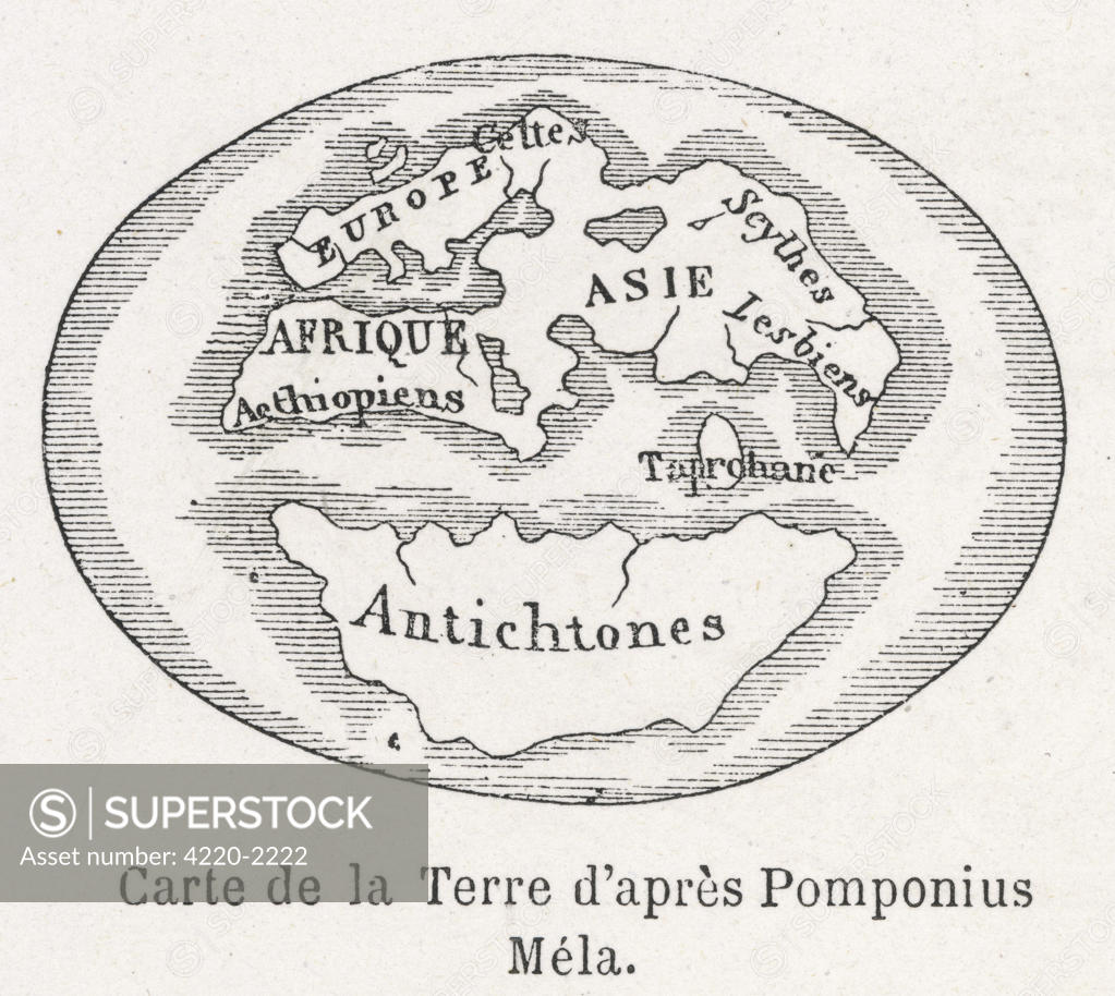 World Map As Known To Pomponius Mela Roman Geographerdate Circa