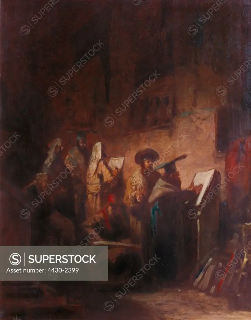 Fine Arts Spitzweg Carl Painting In Der Synagoge