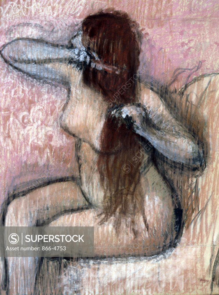 Nude Woman Seated Brushing Her Hair By Edgar Degas C 1887 1890