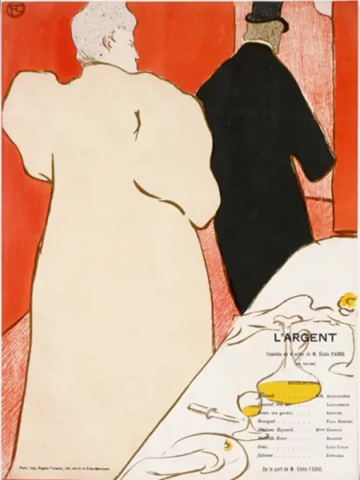 L'Argent  1895 Henri de Toulouse-Lautrec (1864-1901 French) Lithograph