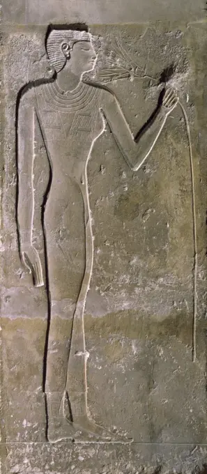 Pillar. Woman Smelling a Lotus Flower  2423-2263 B.C.  Egyptian Art  Relief  Musee du Louvre, Paris 