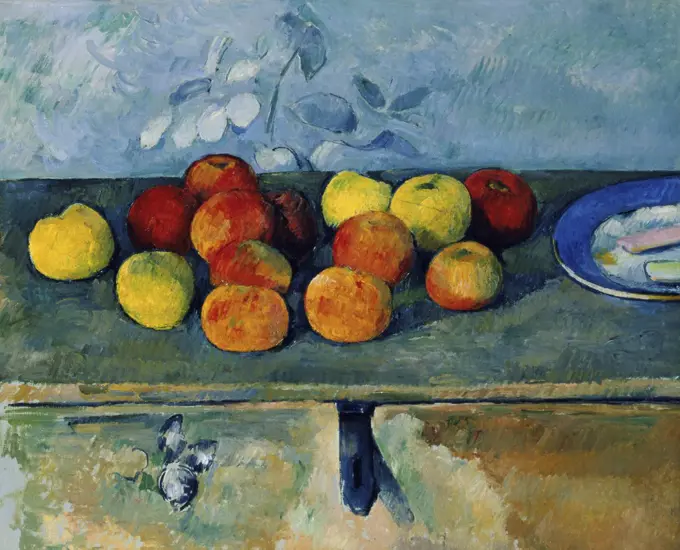 Apples and Biscuits c.1879-1882 Paul Cezanne (1839-1906 French) Oil on canvas Musee de l'Orangerie, Paris, France   