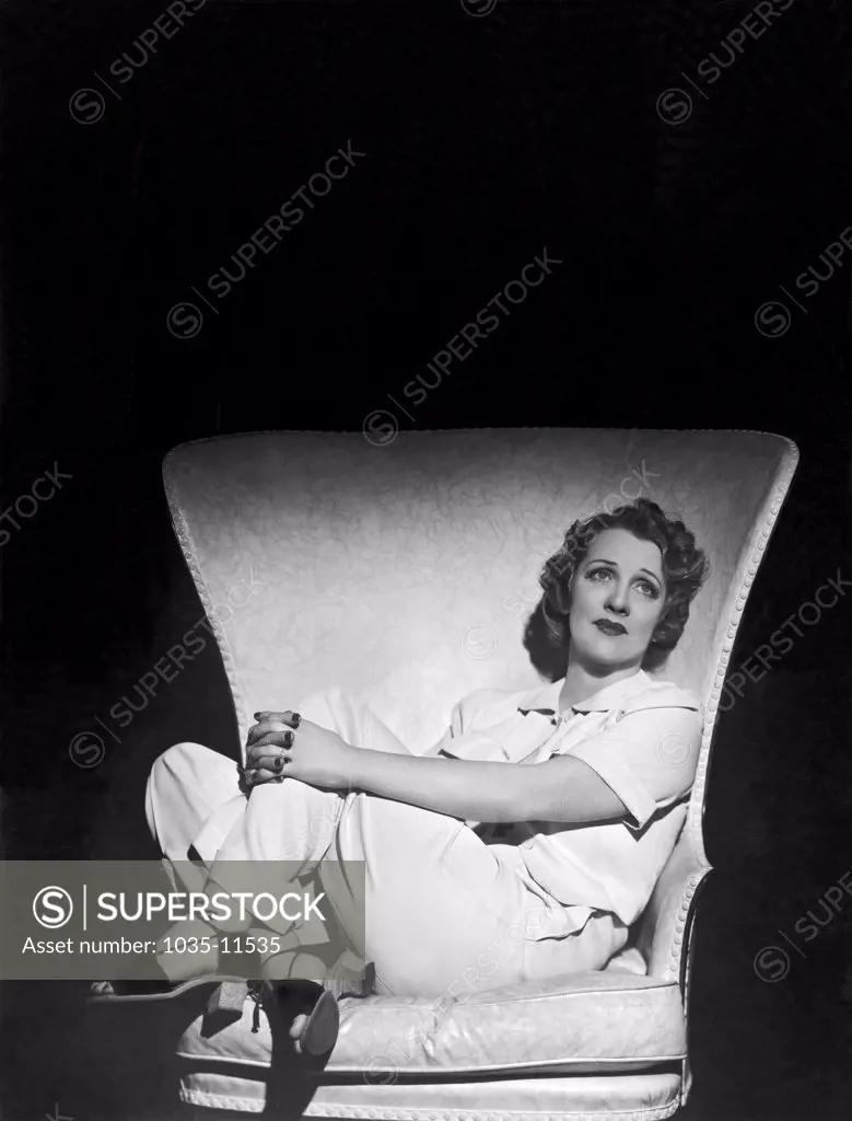 Chicago, Illinois:  c. 1937. Helen Flint, stage actress, (1898-1967) in the play, 'Yes, My Darling Daughter'.