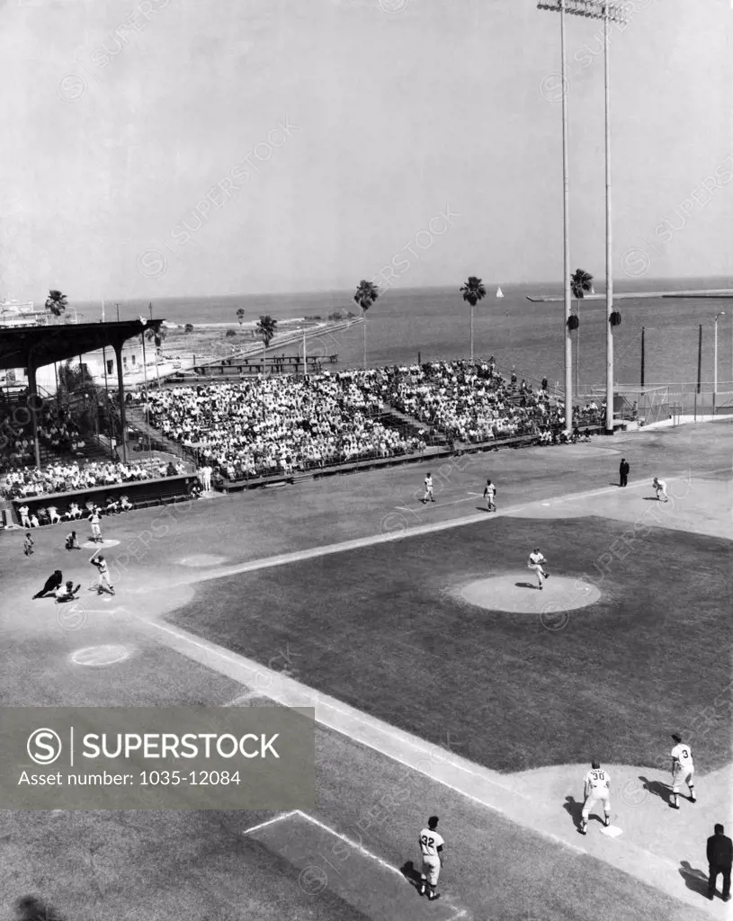 St. Petersburg, Florida:   c. 1964. The St. Louis Cardinals at spring training at Al Lang Field in St. Petersburg, Florida.