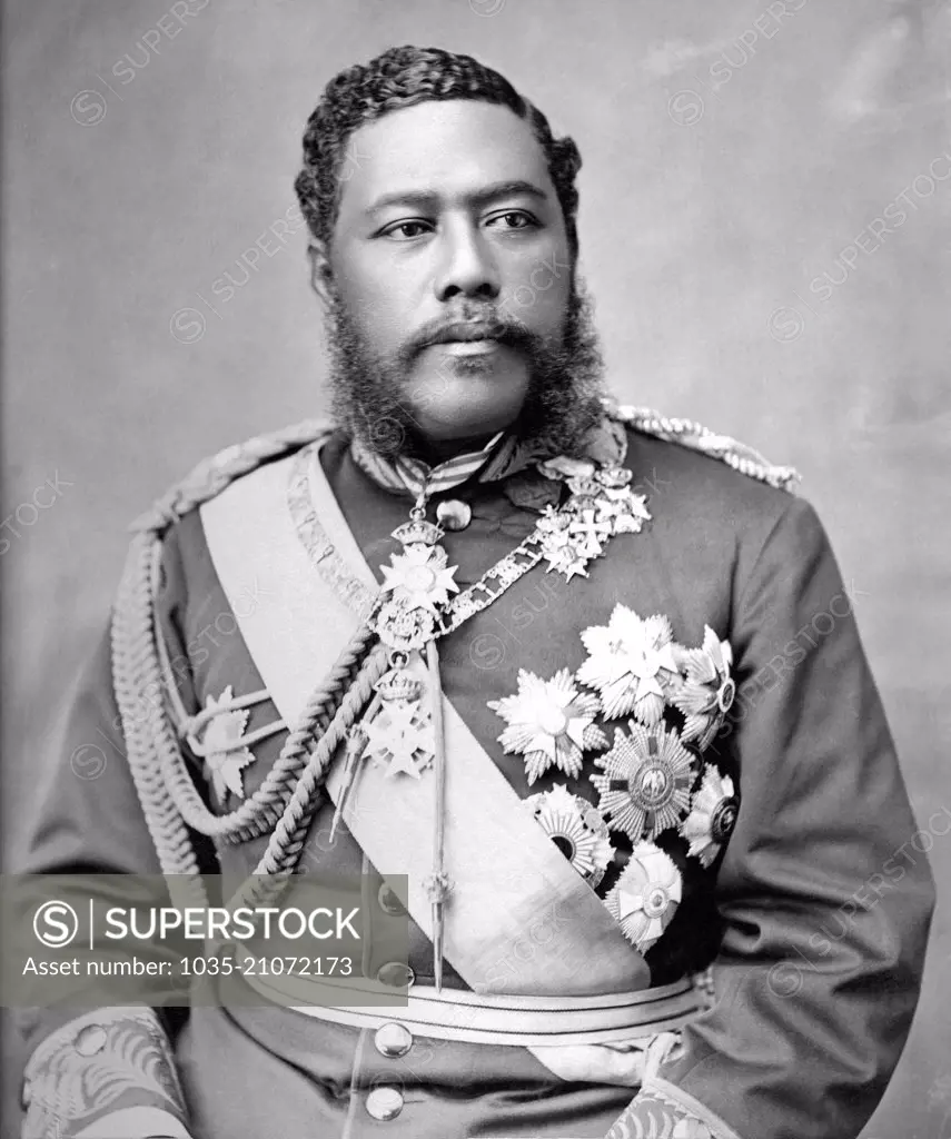 Honolulu, Hawaii:  c. 1882 A portrait of Hawaiian King David Kalakaua from the Hawaii State Archives.