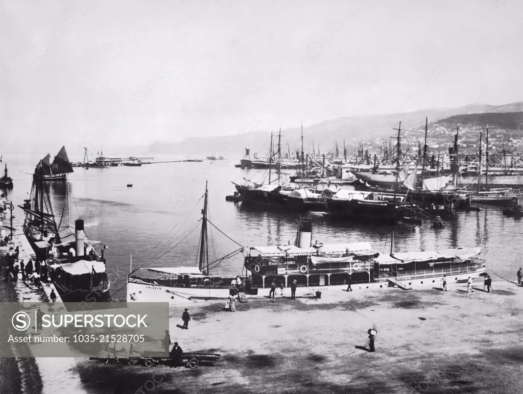 Trieste, Italy:  November 6, 1918 The harbor in Trieste which has now fallen into the hands of the Italians.