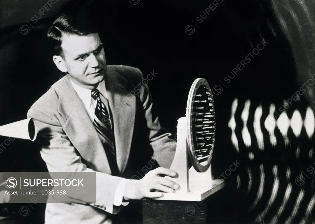 Scientist working on a sound wave experiment