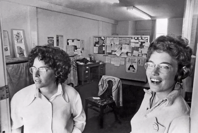 San Francisco, California:  August 4, 1972 Two of the founding members of the San Francisco Women's Health Collective on 24st Street in SF.