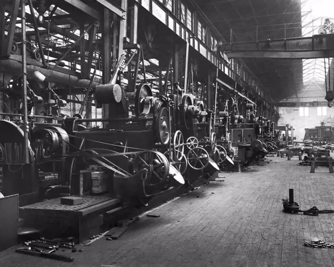 United States:  c. 1916 Interior view of a factory.