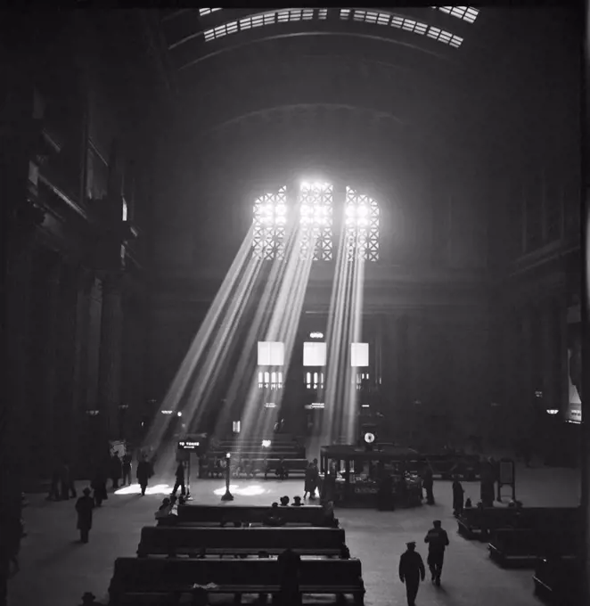 Chicago, Illinois:    January, 1943 The Union Station waiting room with sunlight streaming in the clerestory windows.