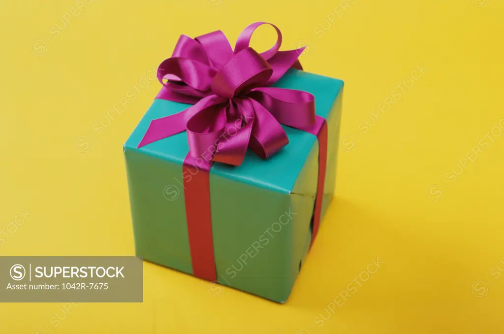 Close-up of a wrapped gift