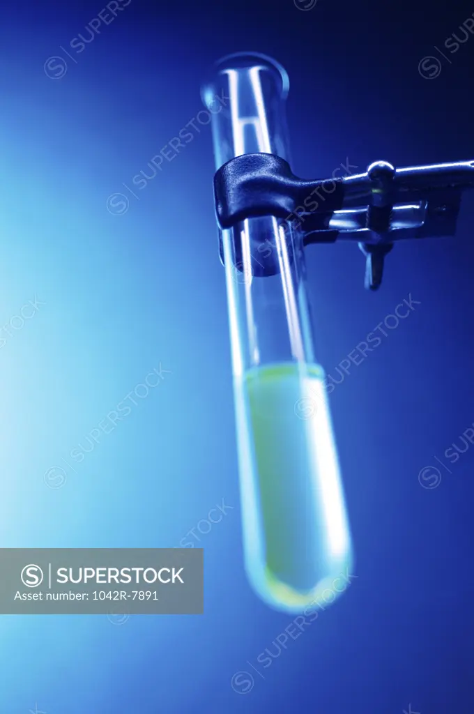 Clamp stand holding a test tube in a laboratory