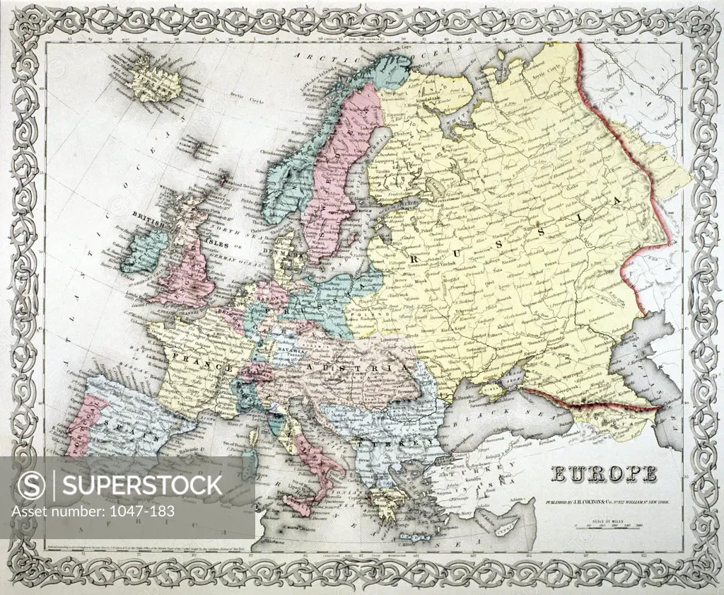 Europe c.1855 Map