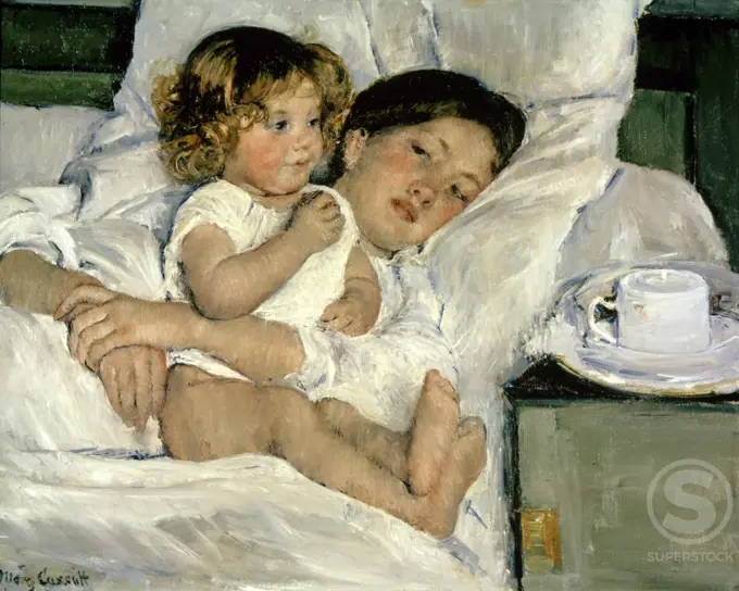 Breakfast in Bed  1897 Mary Cassatt (1845-1926 American)  Oil on canvas The Huntington Library, Art Collections, and Botanical Gardens, San Marino, California, USA    