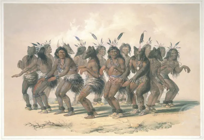 The Bear Dance Illustration from North American Indian Portfolio 1844 George Catlin 1794-1872 American The Huntington Library, Art Collections, and Botanical Gardens, San Marino, California   