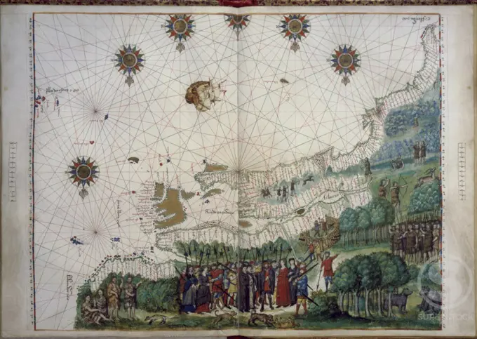 The Landing of Jacques Cartier & Colonists in Canada (1542) 1546 The Huntington Library, Art Collections, & Botanical Gardens, San Marino, CA                - 