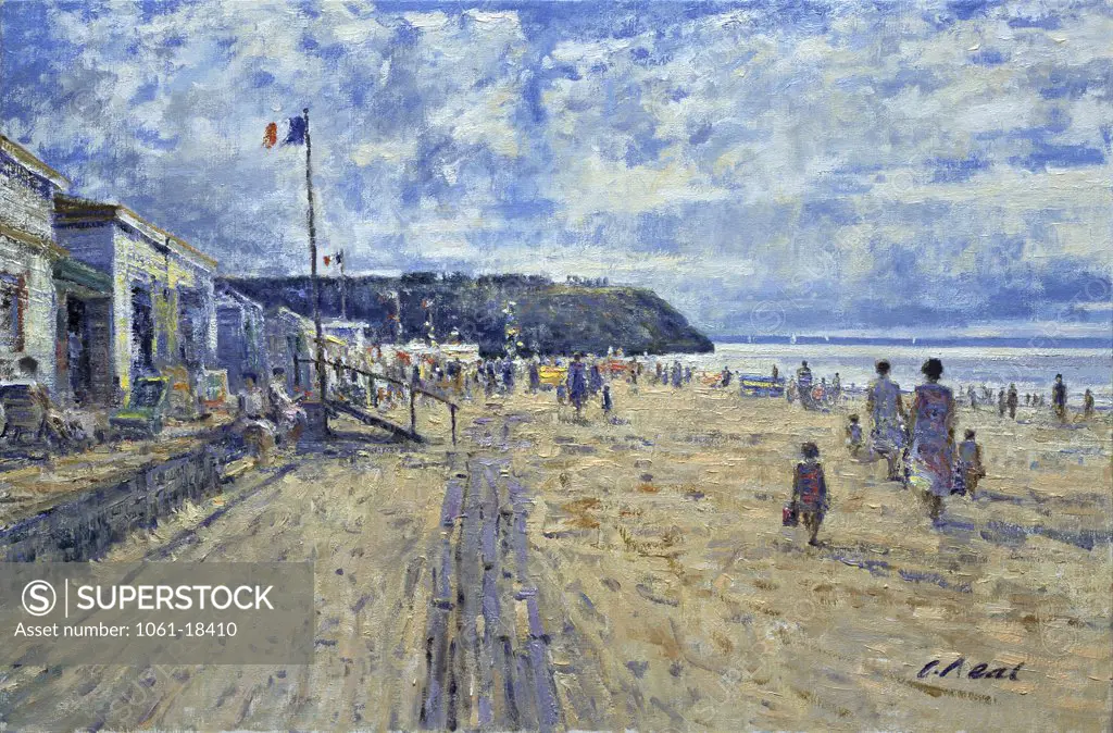 Beach Scene at Jollouville, Cotentin region, Normandie, France, Charles Neal, (b.1951/British), Oil on canvas