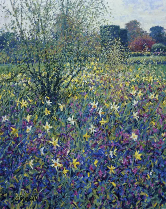 Garden View, Spring, April Morning  1994  Charles Neal (b.1951/British) Oil on Canvas 