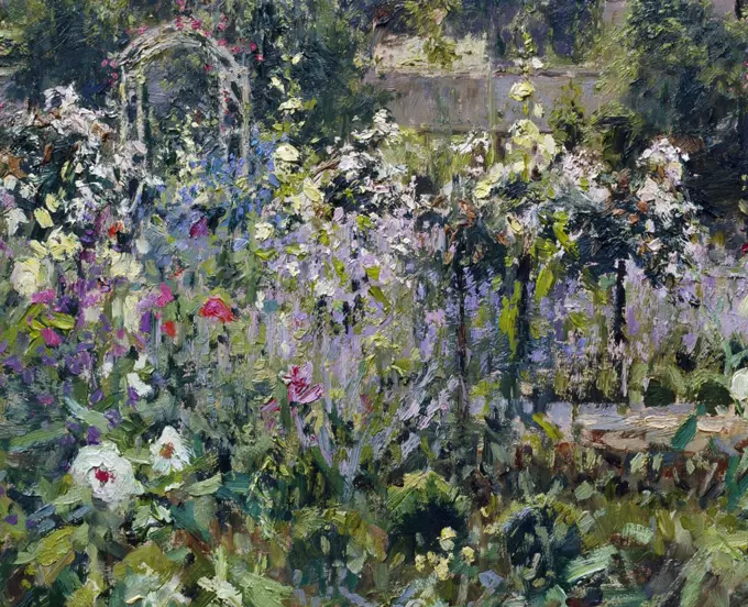 Vegetable Garden,  View to House by Charles Neal,  oil on canvas,  detail,  (b.1951)