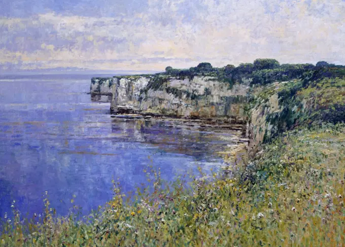 View to Old Harry and His Wife,  the Foreland,  Hardfast Point,  Studland,  Dorset - 1996, 1996, Neal,  Charles (1951/British), Oil on Canvas