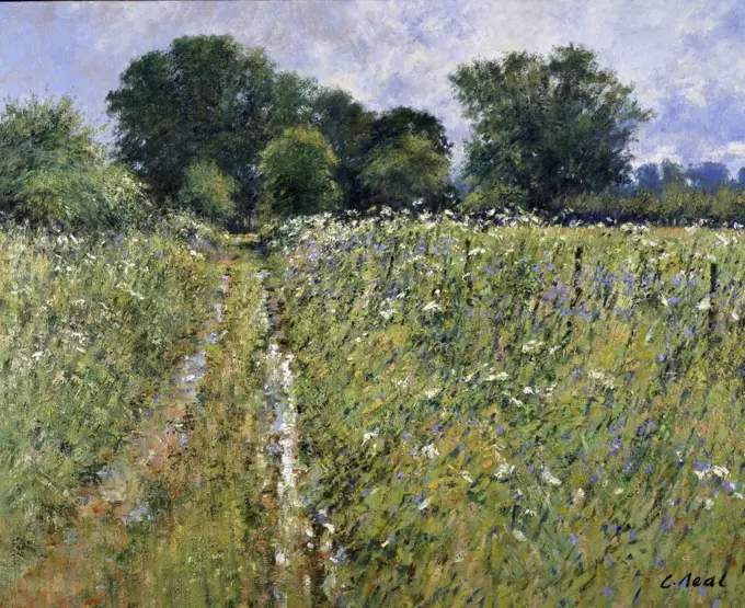 Track to the Farm, Rapsgate Park, Rapsgate, Gloucestershire  1994 Charles Neal (b.1951/British) Oil on canvas  