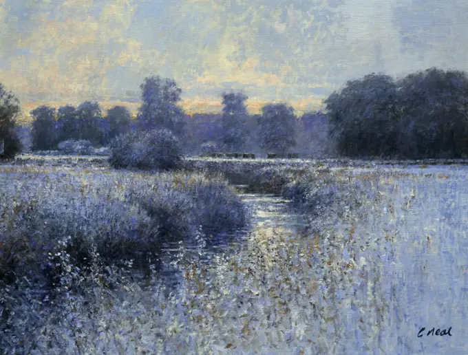 France,  Normandie,  Cramenil,  River Rouvre by Charles Neal,  oil on canvas,  1998,  b.1951 British