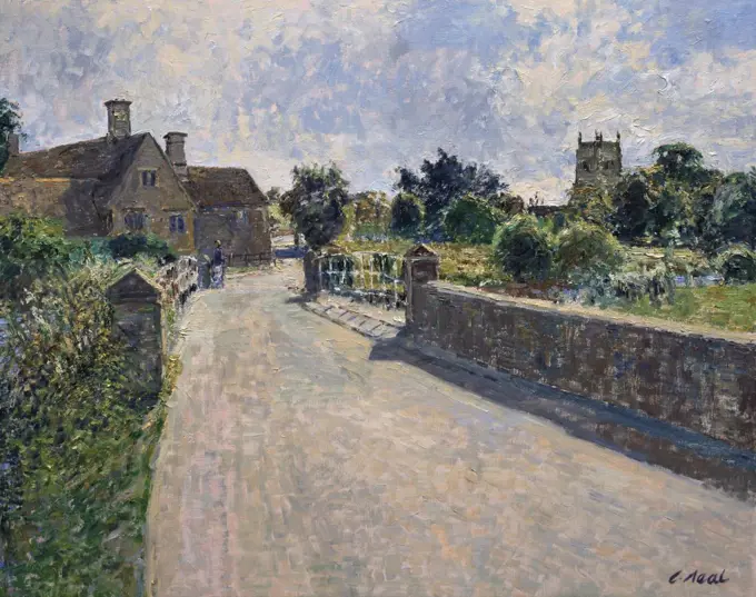 View to Fairford Church (Morning, September), Gloucester Charles Neal (b.1951/British) Oil on canvas