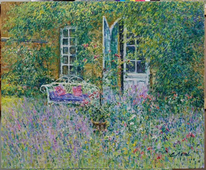 French Doors to the Library, Byfleet Manor, Surrey (I) 2003 Charles Neal (b.1951 British) Oil on canvas