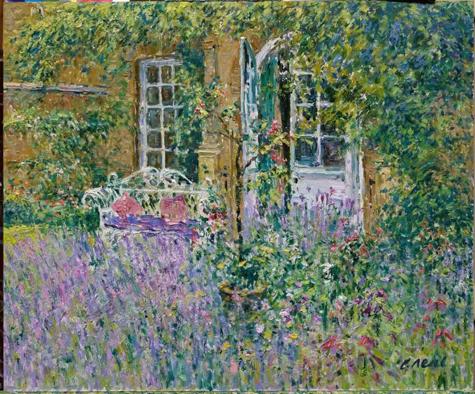 French Doors to the Library, Byfleet Manor, Surrey (II) 2003 Charles Neal (b.1951 British) Oil on panel