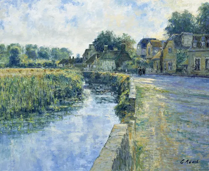 The River Saire At Le Vast, Le Bocage, Contentin Region, Normandie, France. Afternoon July. Charles Neal (b.1951 British) Oil On Canvas