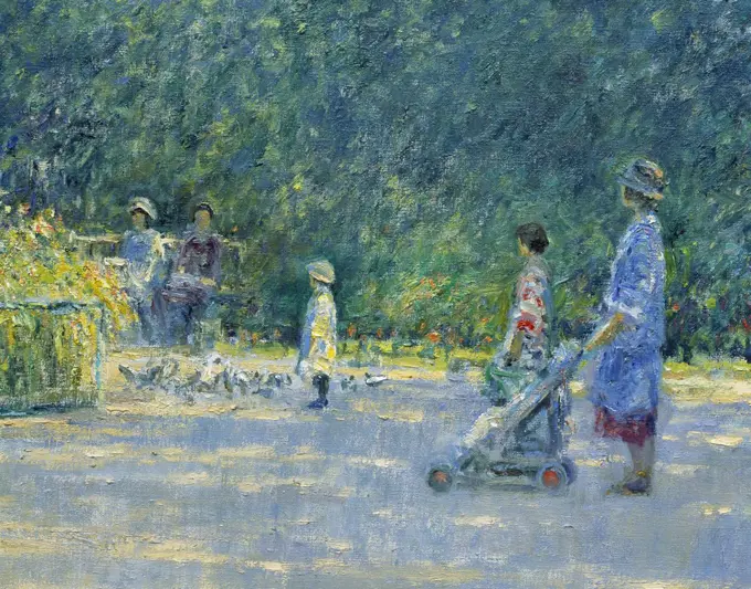 The Park On Rue Jeanne D'arc, Rouen, Normandie, France. Late Afternoon July (Detail) Charles Neal (b.1951 British) Oil On Canvas