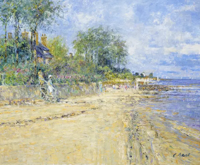 Down To The Beach At Jonville, Near St. Vaast La Hougue, Bocage Region, Normandie, France, Afternoon July Charles Neal (b.1951 British) Oil On Canvas