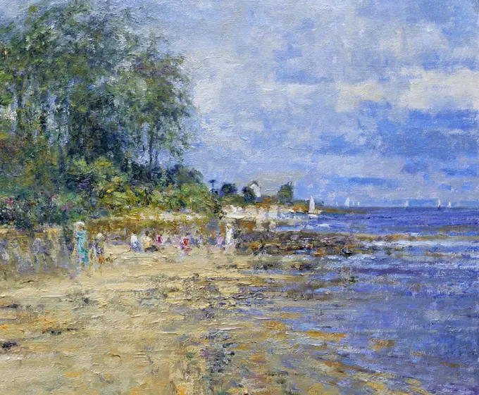 Down To The Beach At Jonville, Near St. Vaast La Hougue, Bocage Region, Normandie, France. Afternoon July Charles Neal (b.1951 British) Oil On Canvas