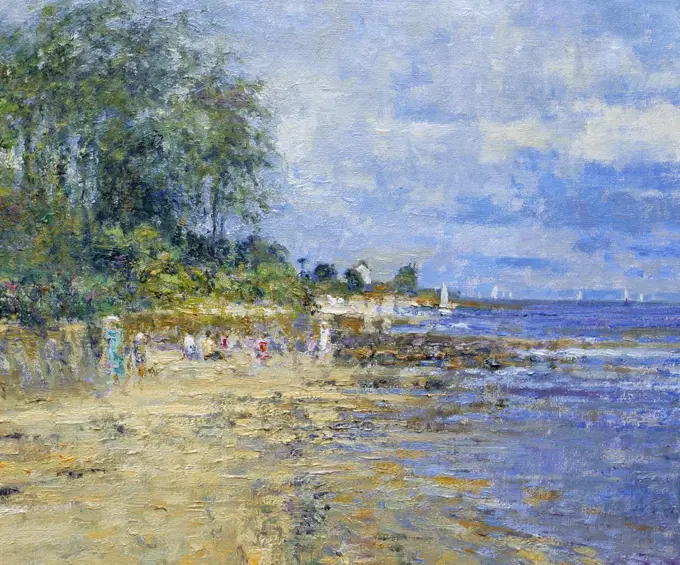 Down To The Beach At Jonville, Near St. Vaast La Hougue, Bocage Region, Normandie, France.  Afternoon, July Charles Neal (b.1951 British) Oil On Canvas