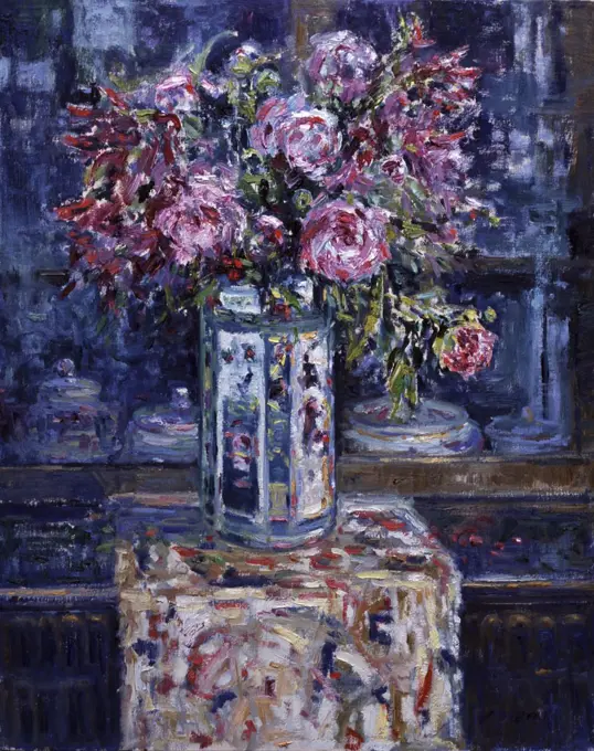 Still Life with Peonies, Charles Neal, (b.1951/British), Oil on canvas