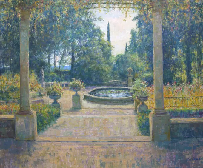 Italianate Garden setting part of the Abbaye St Andre sud France