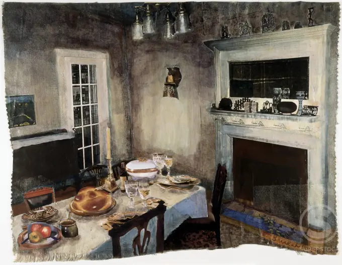 The Table 1995 Elizabeth Barakah Hodges (21st C. American) Oil on canvas