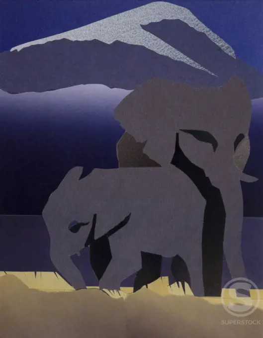 Elephants 1994 Elizabeth Barakah Hodges (21st C. American) Cut Paper 