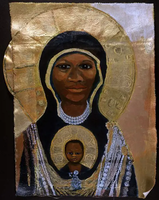 Black Madonna II (Classic) April 1998 Elizabeth Barakah Hodges (21st C. American) Mixed media on canvas Iris Rose Hart Collection