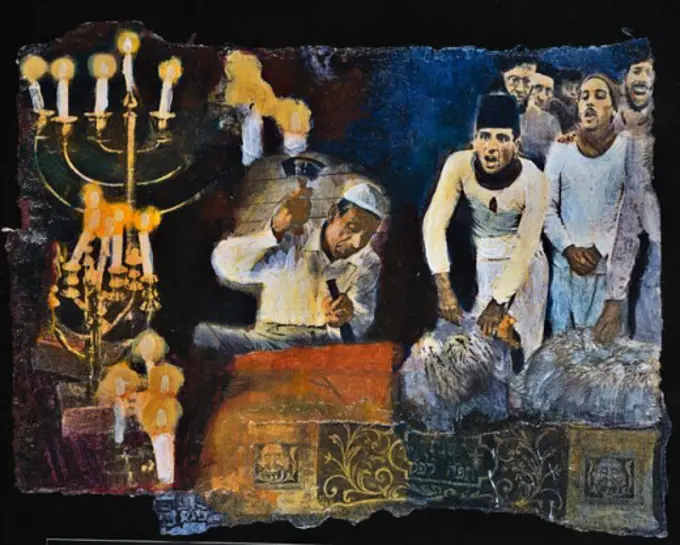 Jerusalem XIV (Stone Cutter) Elizabeth Barakah Hodges (21st C. American) Mixed media 