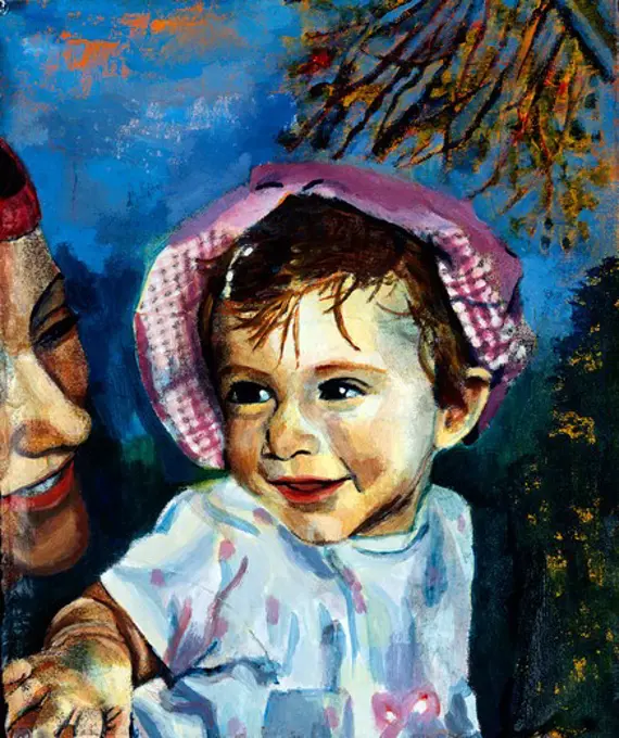 Madonna XI, Cecily, by Elizabeth Barakah Hodges, acrylic painting, 1999, 21st Century