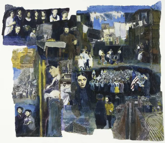 American Jewish Series: The Tenement 2000 Elizabeth Barakah Hodges (21st C. American) Mixed Media St. John's Country Day School, Jacksonville, Florida, USA