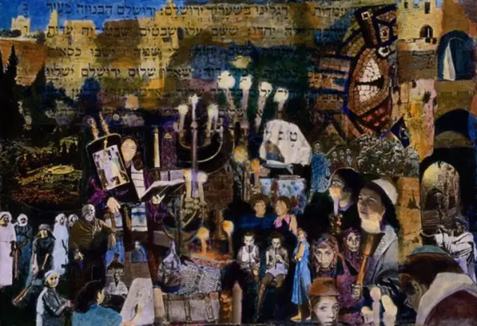 Jerusalem Iii 1996 Elizabeth Barakah Hodges(21st C. American) Acrylic+Collage on Canvas