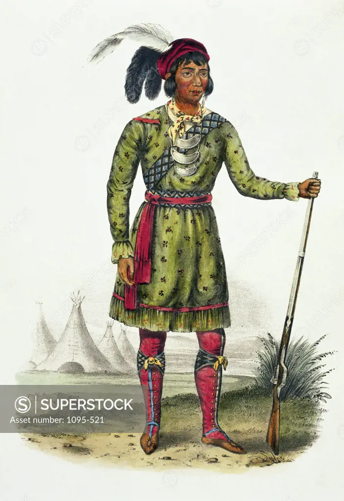 Osceola, A Seminole  1854 Illustration From History Of The Indian Tribes Of North America Thomas Lorraine McKenney  Newberry Library, Chicago 